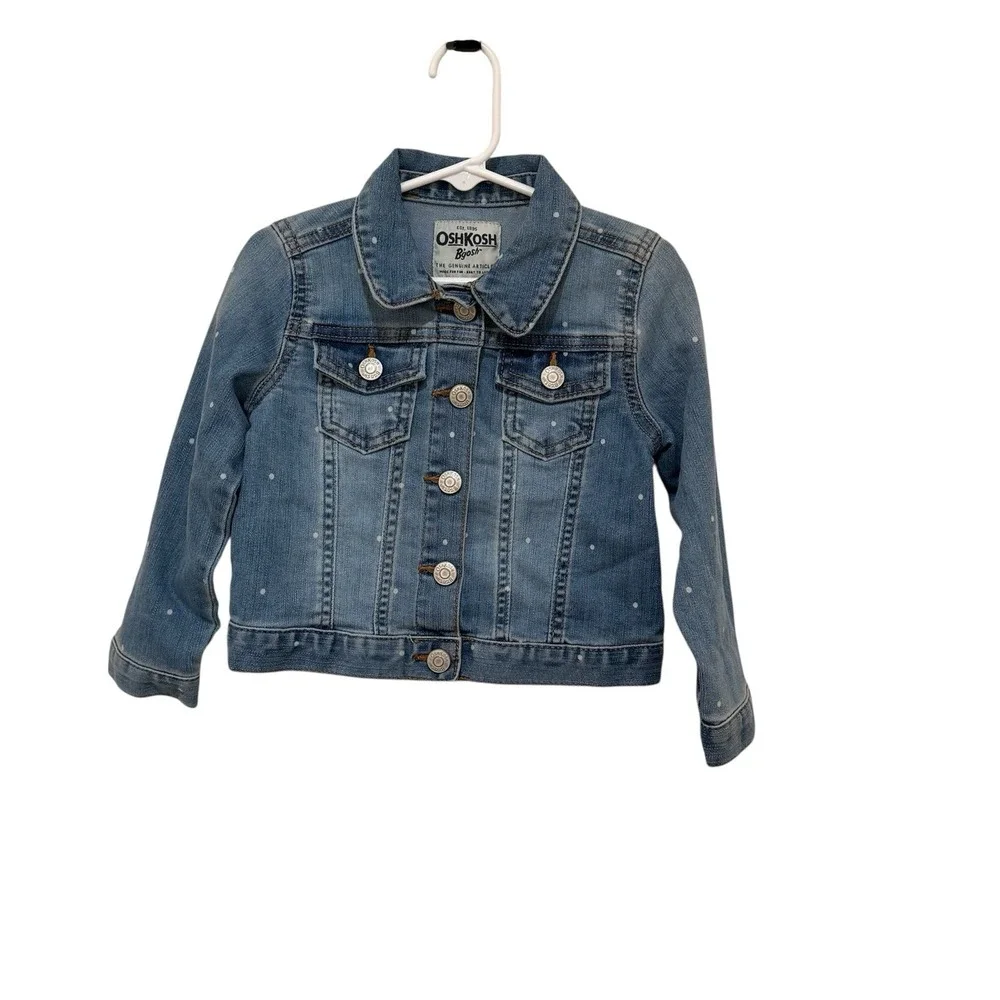Girl's Jean Jacket White Polka Dots Snap Close Country Cowgirl Cottagecore 3T